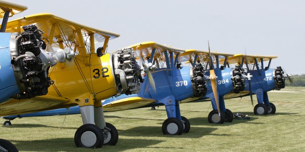 Stearman's starting up for formation flight.